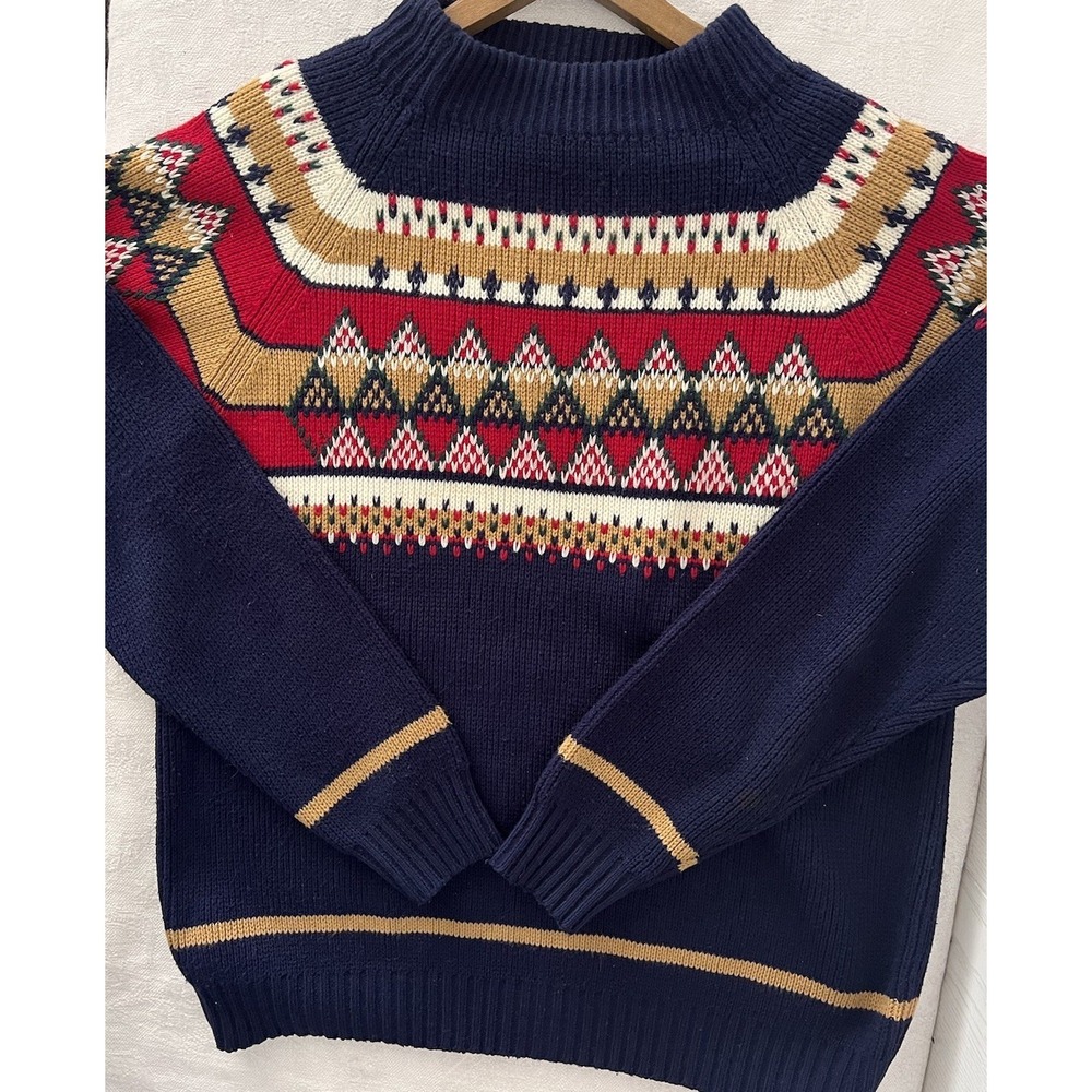 Vintage‎ JC Penny Sweater Fair Isle The Mens Shop Knit Pullover Mock Large Men's